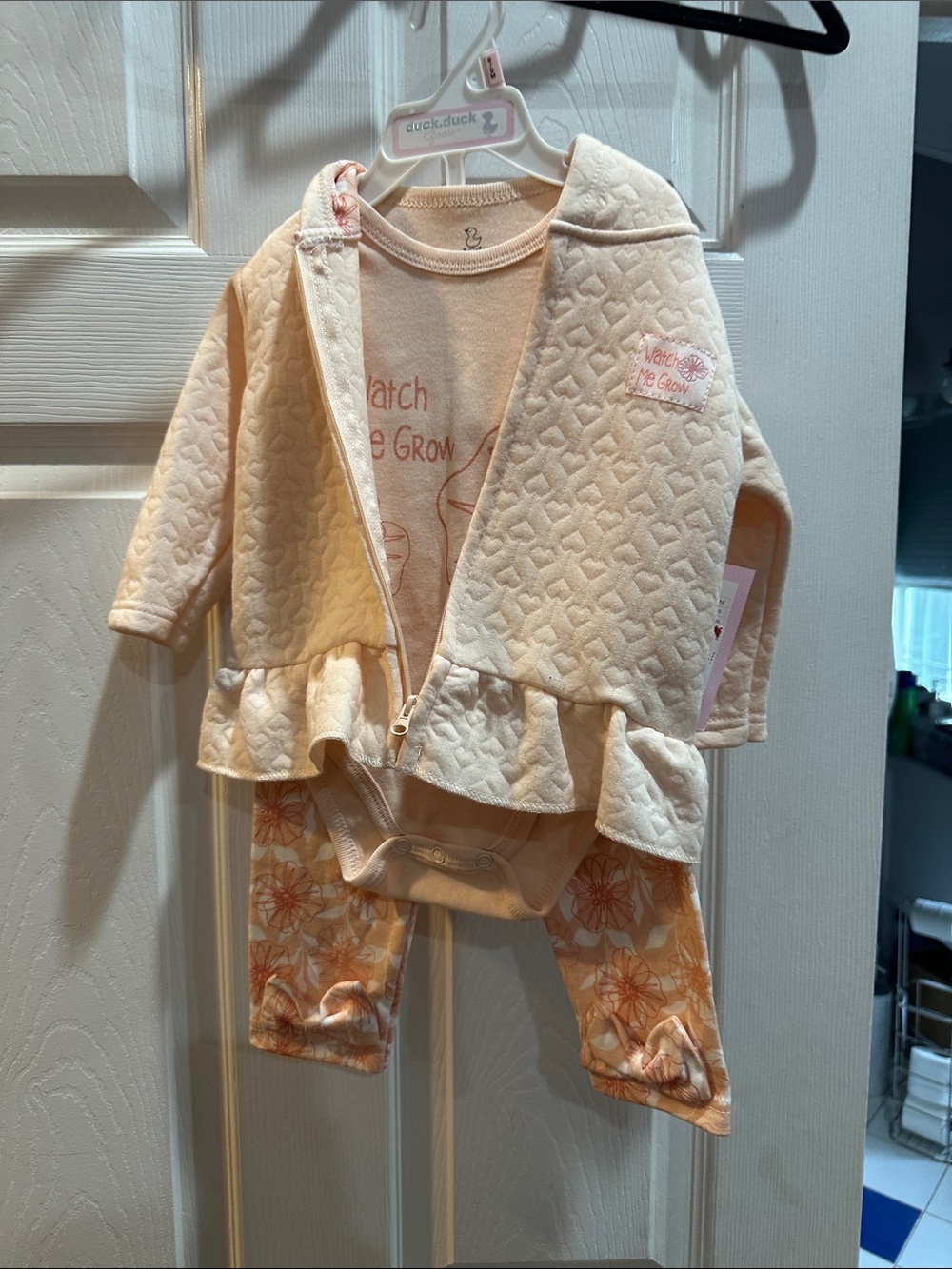 Duck Duck Baby Cream & Peach Floral Baby Pajama Set